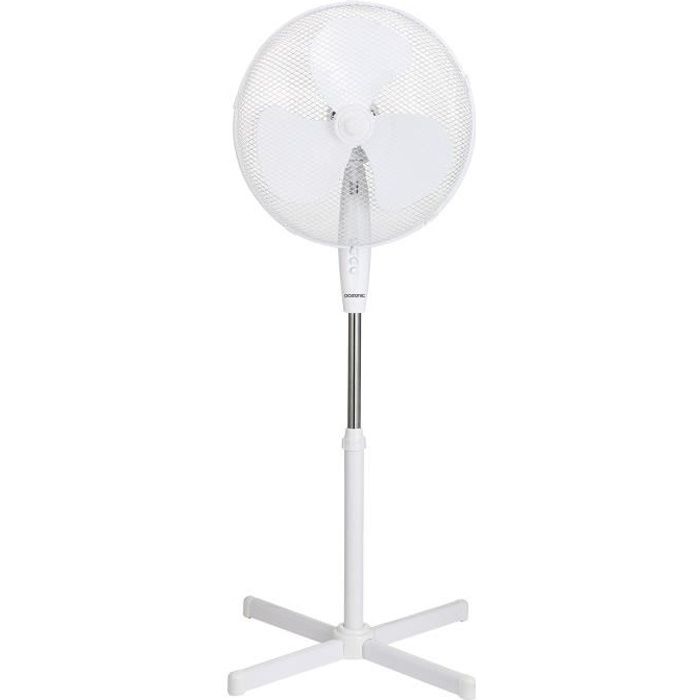 Ventilateur sur pied OCEANIC - 45W - Diametre 40 cm - Hauteur réglable - Oscillation - Blanc