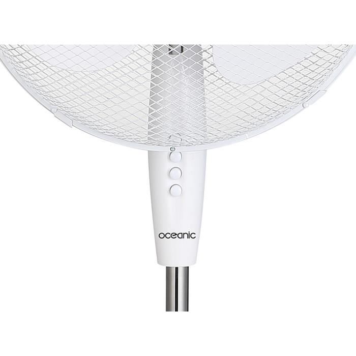 Ventilateur sur pied OCEANIC - 45W - Diametre 40 cm - Hauteur réglable - Oscillation - Blanc