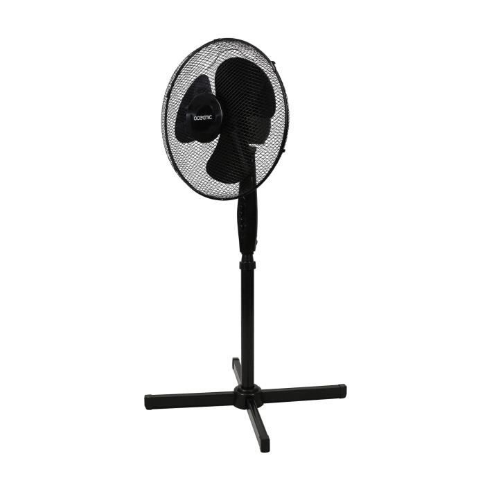 Ventilateur de pied - OCEANIC - 45 W - Ø 41 cm - 3 vitesses - Oscillant - Inclinable - Noir