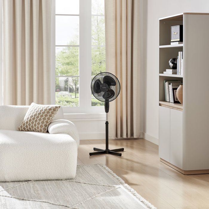 Ventilateur de pied - OCEANIC - 45 W - Ø 41 cm - 3 vitesses - Oscillant - Inclinable - Noir