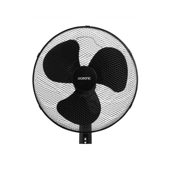 OCEANIC Ventilateur de pied - 45 W - ÿ 44 cm - 3 vitesses - Oscillant - Inclinable - Noir