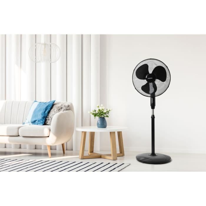 OCEANIC Ventilateur de pied - 45 W - ÿ 44 cm - 3 vitesses - Oscillant - Inclinable - Noir