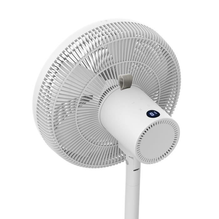 OCEANIC Ventilateur de pied digital - 50 W - ÿ 40 cm - 3 vitesses - Oscillant - Inclinable - Blanc