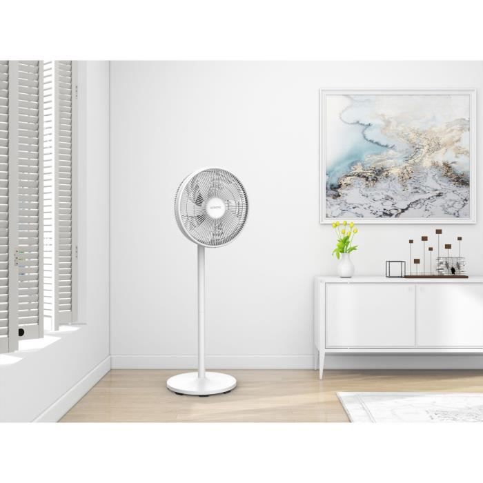 OCEANIC Ventilateur de pied digital - 50 W - ÿ 40 cm - 3 vitesses - Oscillant - Inclinable - Blanc
