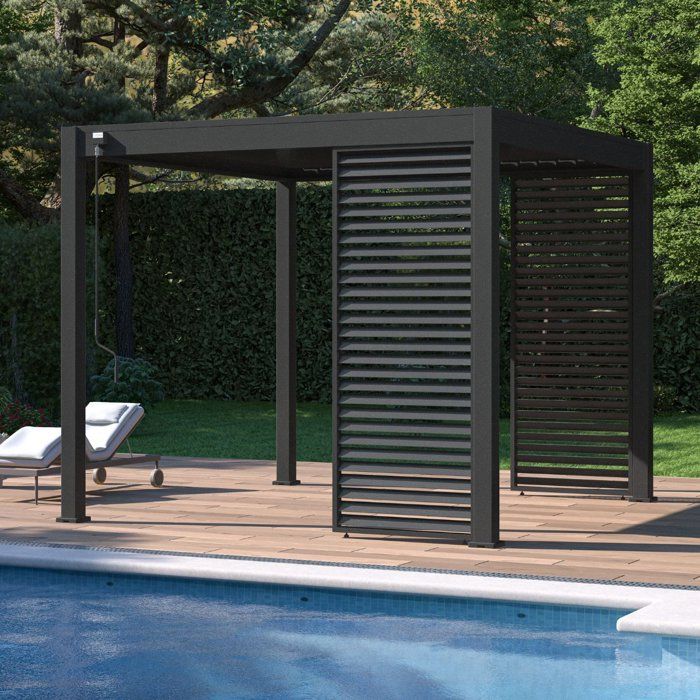 Panneau brise-vue - OMBREA - Ventelles horizontales - 1 m - Aluminium - Anthracite