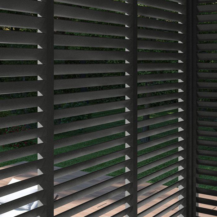 Panneau brise-vue - OMBREA - Ventelles horizontales - 1 m - Aluminium - Anthracite