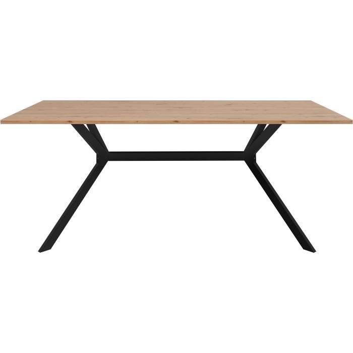 Table a manger ONEX - Chene artisan et noir - 180 x 90 x 75 cm - Jusqu'a 10 personnes