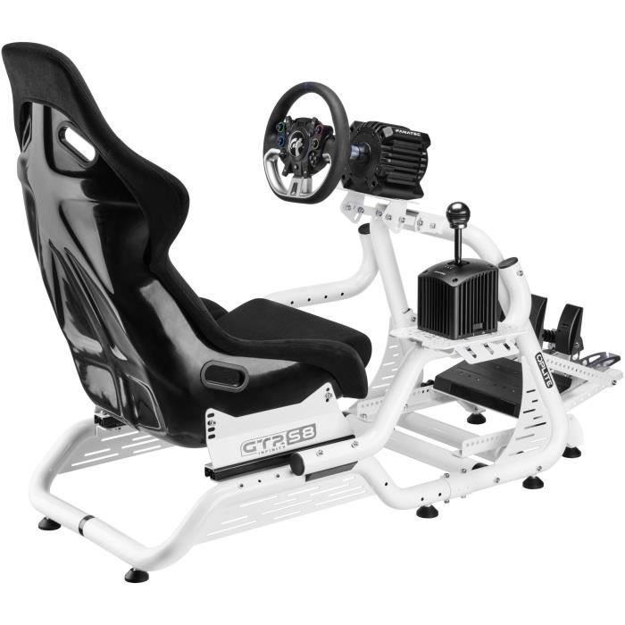 Cockpit de simulation - OPLITE - GTR S8 Infinity Force - Acier carbone - Blanc - Simracing haute performance