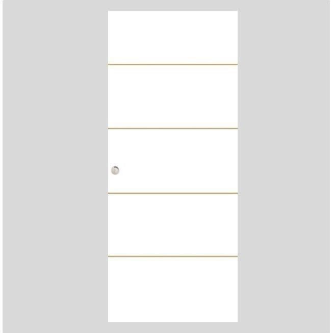 OPTIMUM - Kit porte coulissante + rail + bandeau Atelier - H.204xL.83xP.4 cm - Blanche lignée