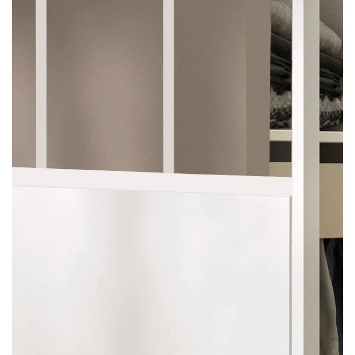 OPTIMUM - Kit porte coulissante + rail + bandeau Atelier - H 204 x L 93 x P 4 cm - Blanc verre transparent