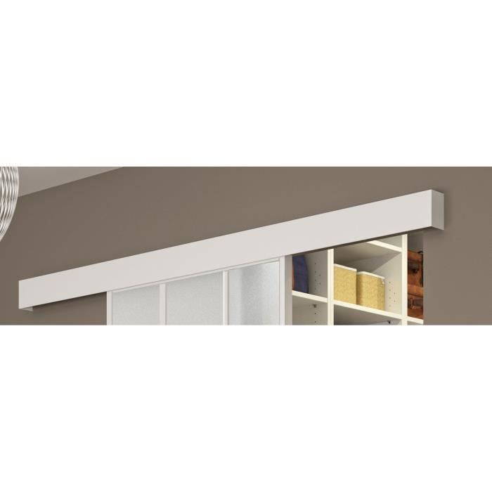 OPTIMUM Kit porte coulissante verre dÈpoli + rail Atelier - H204 x L83 x P4 cm - Blanc