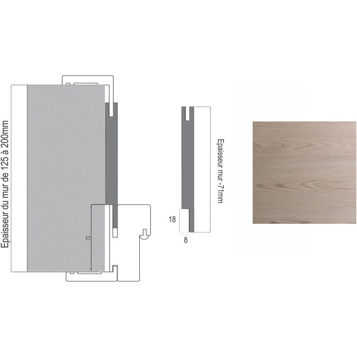 Bloc porte avec huisserie réversible et ajustable - OPTIMUM - Premium - Noisette - H 204 x Ep 4,4 x L 73 cm