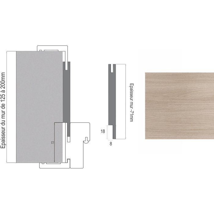 Bloc porte avec huisserie réversible et ajustable - OPTIMUM - Premium - Noisette - H 204 x Ep 4,4 x L 83 cm