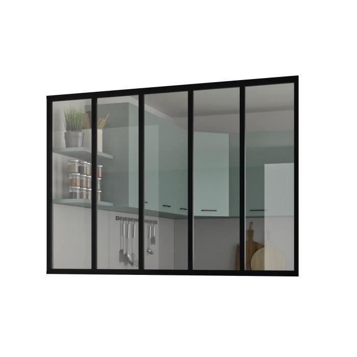 Kit verriere fixe - OPTIMUM - Aluminium - 5 carreaux - H117 X L168,5 cm - Noir