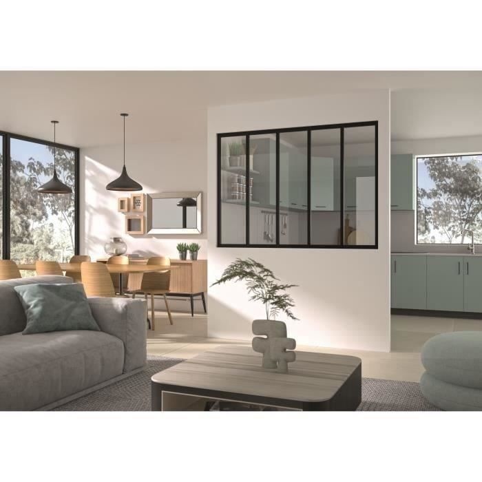 Kit verriere fixe - OPTIMUM - Aluminium - 5 carreaux - H117 X L168,5 cm - Noir