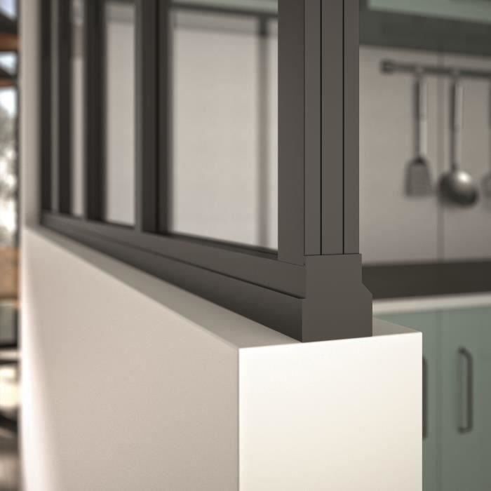 Kit verriere fixe - OPTIMUM - Aluminium - 6 carreaux - H117 X L201,5 cm - Noir
