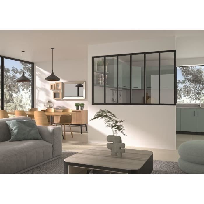 Kit verriere fixe - OPTIMUM - Aluminium - 6 carreaux - H117 X L201,5 cm - Noir