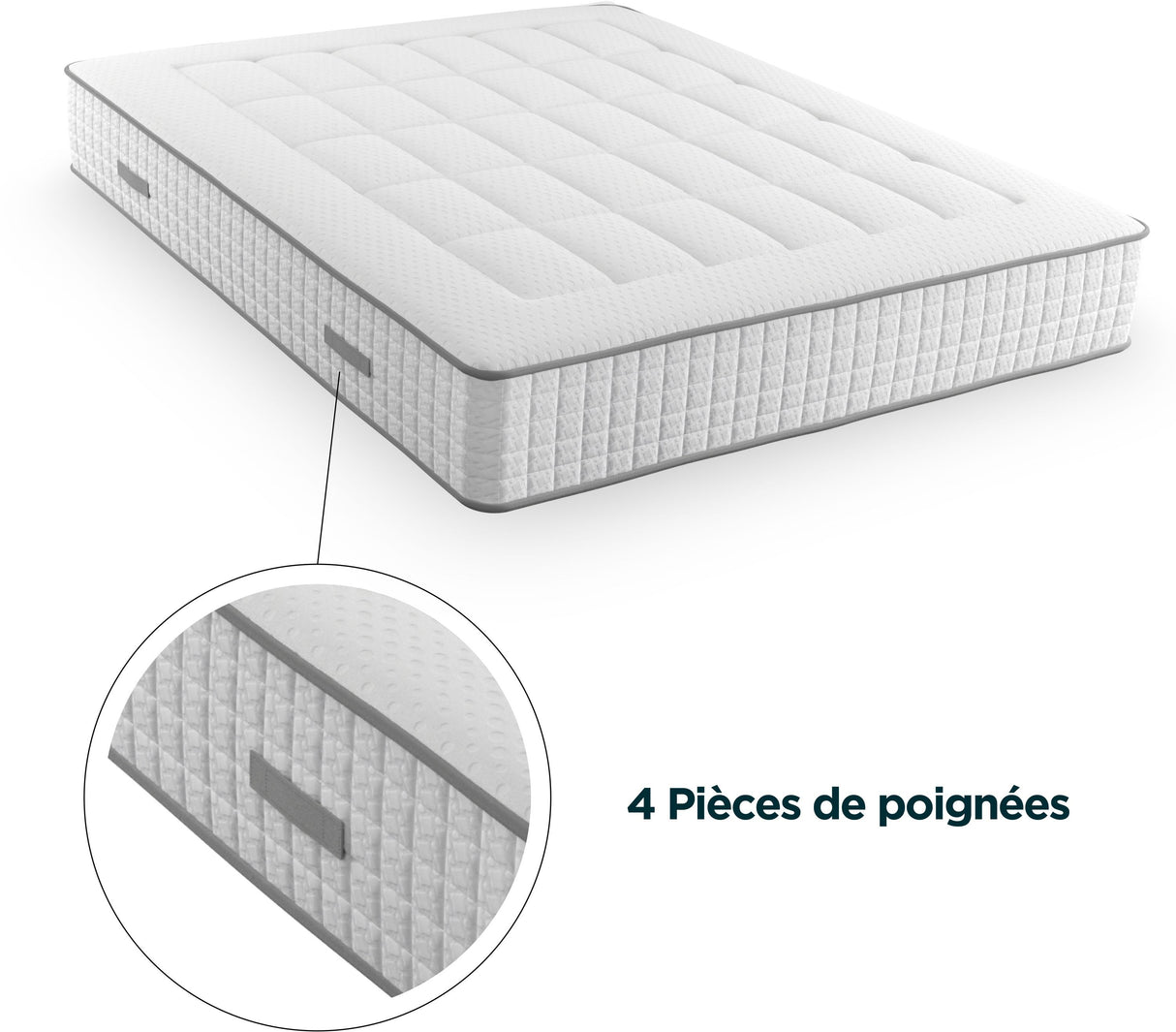 MODAMS GeoFlex 180 x 200 - 720 Ressorts ensachés - Mousse PU 24kg/m² - 7 zones - Respirant - Déhoussable - Réversible - Ep. 29 cm