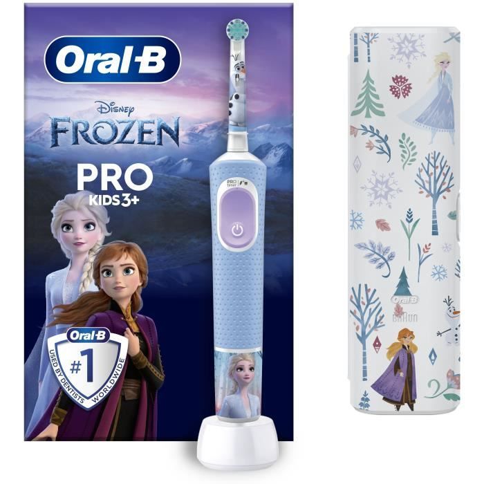 Oral-B Pro Kids3+ Brosse a dents électrique enfant La Reine Des Neiges, Disney, 1 étui de voyage, 1 Brossette Brossage Doux