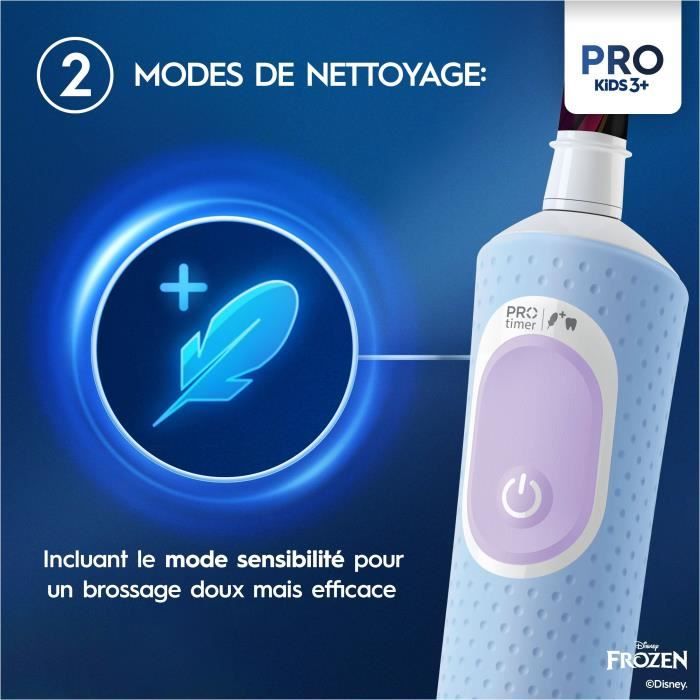 Oral-B Pro Kids Brosse a Dents …lectrique Enfant, Reine des Neiges Disney, 1 Brossette Brossage Doux, Minuteur et Vibrations