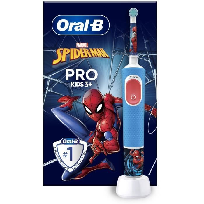 Brosse a dents Èlectrique Oral-B Pro Kids 1 Manche Marvel Spider-Man, 1 Brossette, 3 Ans et Plus