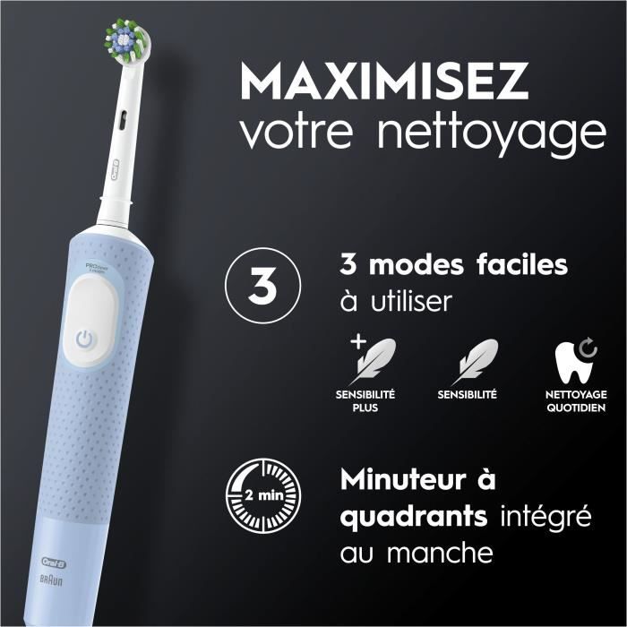 Brosse a dents Èlectrique ORAL-B Vitality Pro - Bleue - 3 modes de brossage - Brossette incluse