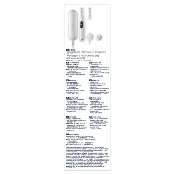Brosse a Dents …lectrique Oral-B iO 9N - Blanc - Oscillatoire - 2 Brossettes, 1 …tui De Voyage Chargeur