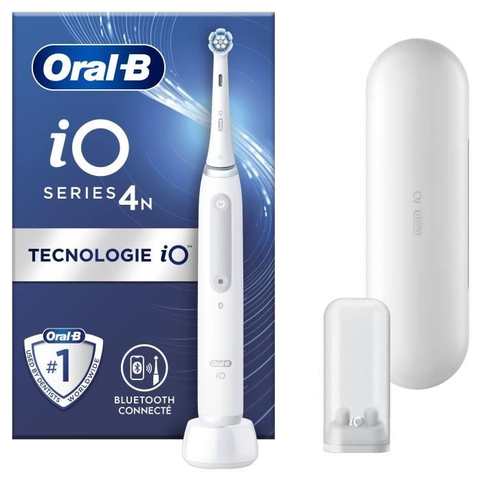 Brosse a dents Èlectrique ORAL-B iO4 connectÈe - blanche - 4 modes de brossage - 1 Brossette, 1 …tui De Voyage