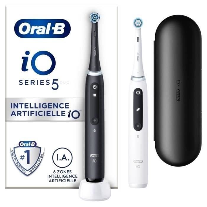 Oral-B iO 5 Lot De 2, Brosses a Dents …lectriques Noire et Blanche, 2 Brossettes
