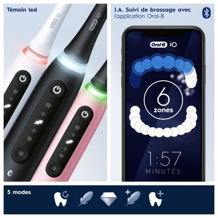 Oral-B iO 5 Lot De 2, Brosses a Dents …lectriques Noire et Blanche, 2 Brossettes