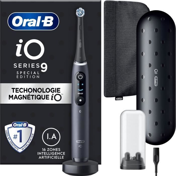Brosse a Dents …lectrique Oral-B iO 9 - Noire - 1 Brossette - 1 …tui De Voyage Chargeur - 1 Pochette MagnÈtique