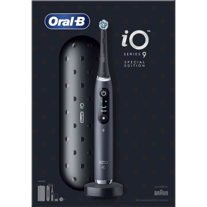 Brosse a Dents …lectrique Oral-B iO 9 - Noire - 1 Brossette - 1 …tui De Voyage Chargeur - 1 Pochette MagnÈtique