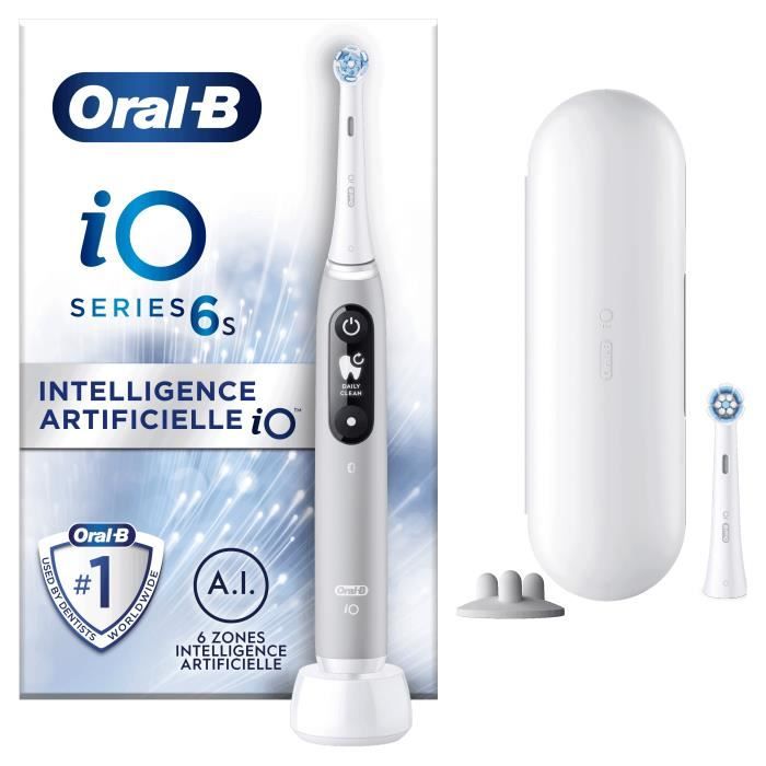Oral-B iO 6S Brosse a Dents …lectrique connectÈe Bluetooth Grise, 2 Brossettes, 1 …tui De Voyage