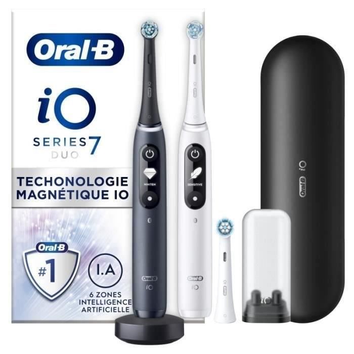 Oral-B iO 7 Oral-B iO 7 Lot De 2, Brosses a Dents …lectriques Noire et Blanche, 3 Brossettes, 1 …tui De Voyage