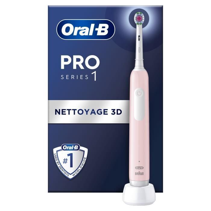 Brosse a dents Èlectrique ORAL-B Pro 1 - rose - sans fil - 1 brossette incluse