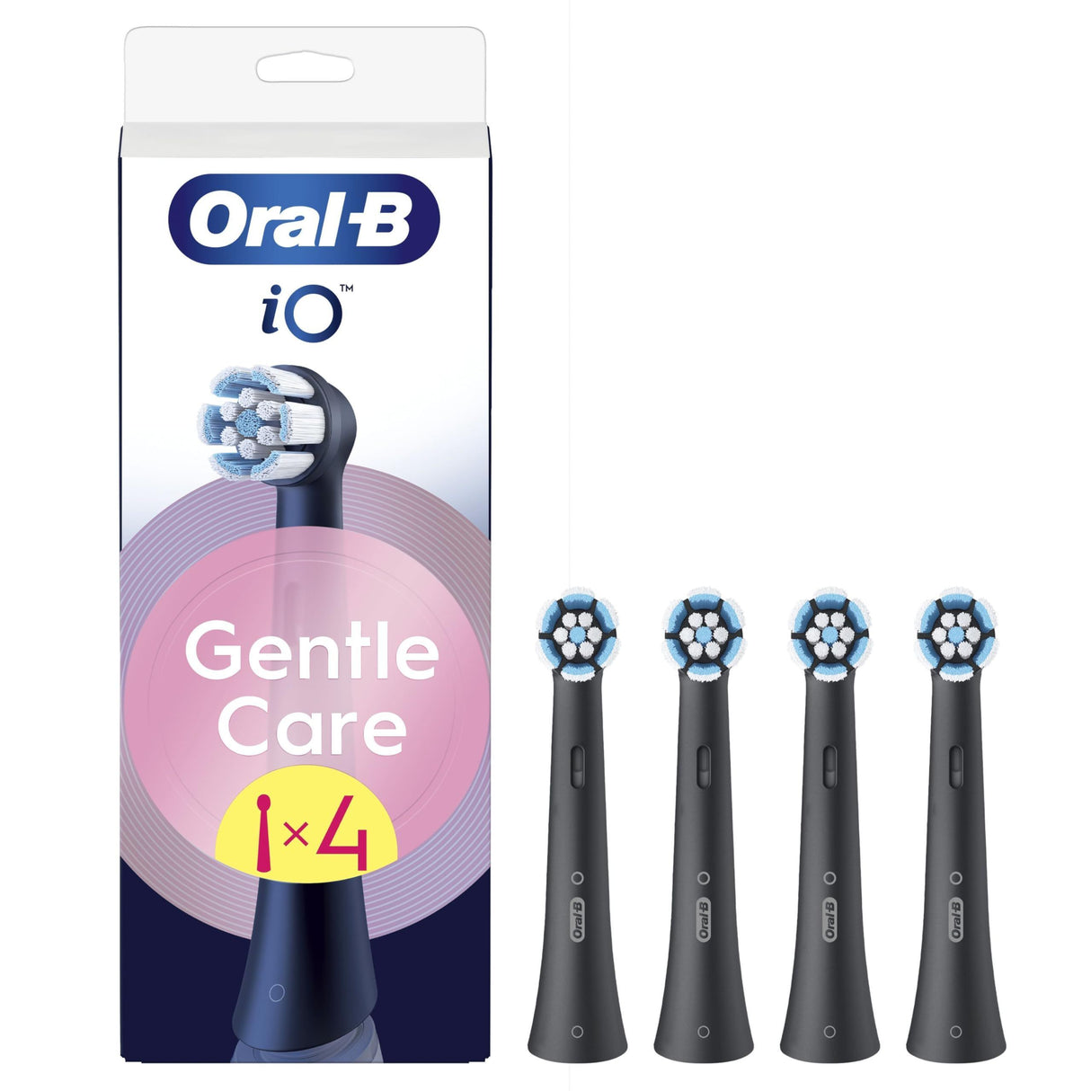 Brossettes - ORAL-B - IO refills Gentle Care - Pack de 4 - Noir
