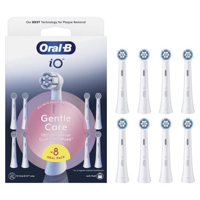 Brossettes - ORAL-B - iO refills Gentle Care - Pack de 8 - Blanc