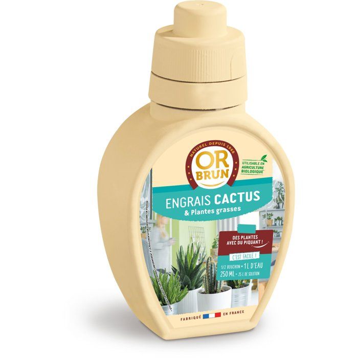 Engrais cactus & plantes grasses - OR BRUN - OBRECLCACTUS250 - 250 ml - Enrichit les plantes - Fabriqué en France