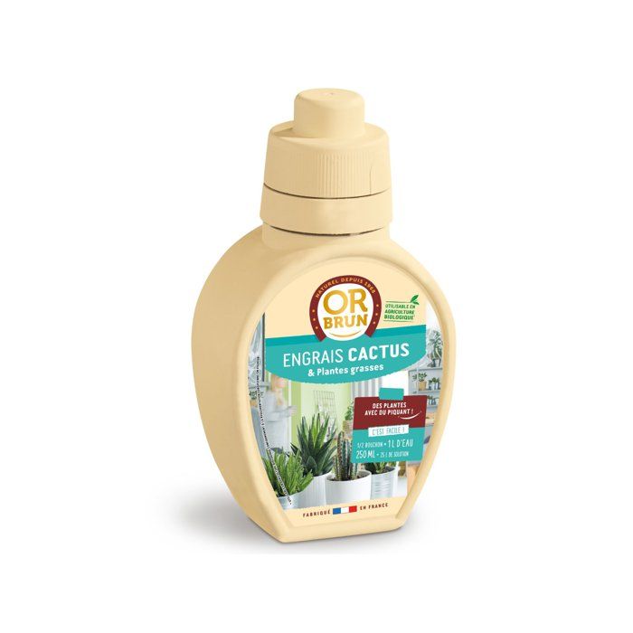 Engrais cactus & plantes grasses - OR BRUN - OBRECLCACTUS250 - 250 ml - Enrichit les plantes - Fabriqué en France