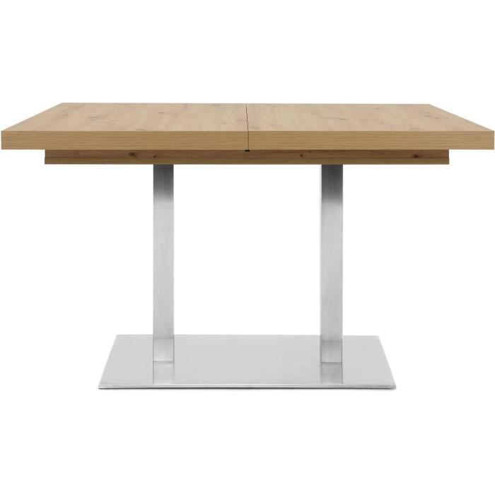 ORLANDO Table a manger a rallonge - Style contemporain - DÈcor chene artisan et alu - L 120-200 x P 80 x H 75 cm