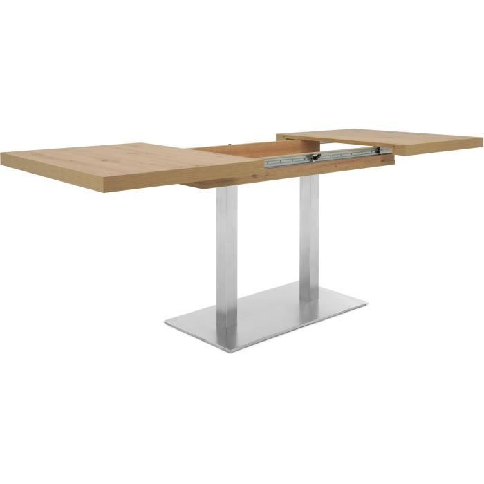 ORLANDO Table a manger a rallonge - Style contemporain - DÈcor chene artisan et alu - L 120-200 x P 80 x H 75 cm