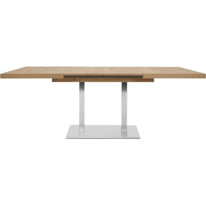ORLANDO Table a manger a rallonge - Style contemporain - DÈcor chene artisan et alu - L 120-200 x P 80 x H 75 cm