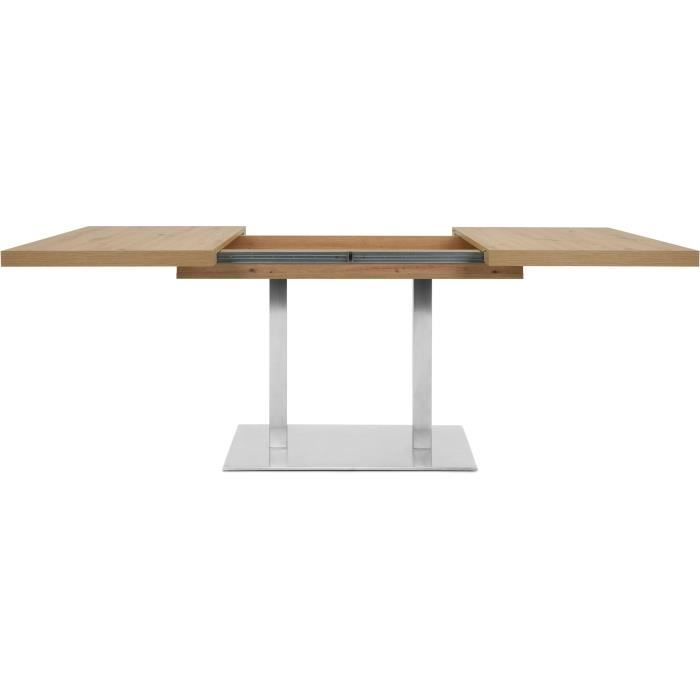 ORLANDO Table a manger a rallonge - Style contemporain - DÈcor chene artisan et alu - L 120-200 x P 80 x H 75 cm