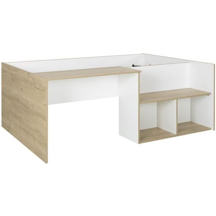 Lit combiné enfant OSCAR - 90 x 190 cm - Chene clair / Blanc - Diagone