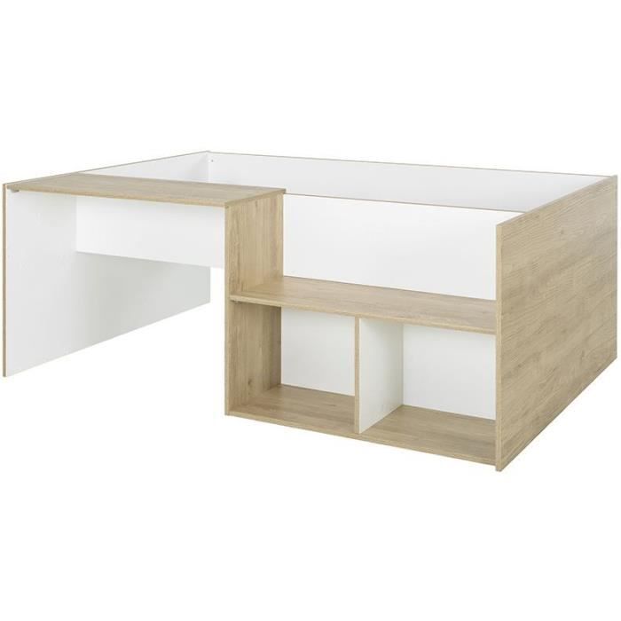 Lit combiné enfant OSCAR - 90 x 190 cm - Chene clair / Blanc - Diagone