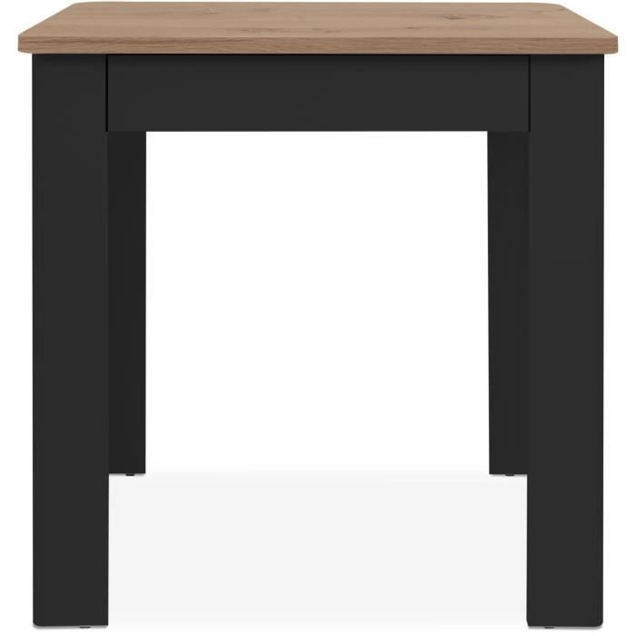 Table OSLO - Rectangulaire - 4 personnes - 80 x 77 x 80 cm - Noir / Chene artisan