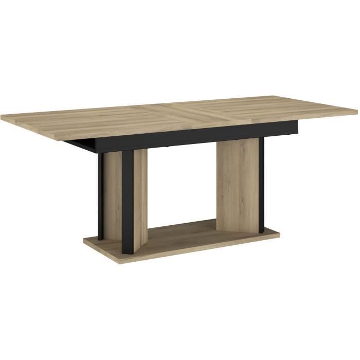 Table a manger avec allonge - OSTARA - Rectangulaire - Chene / Noir - 8 personnes - 160/199,8 x 90 x 78 cm - PARISOT