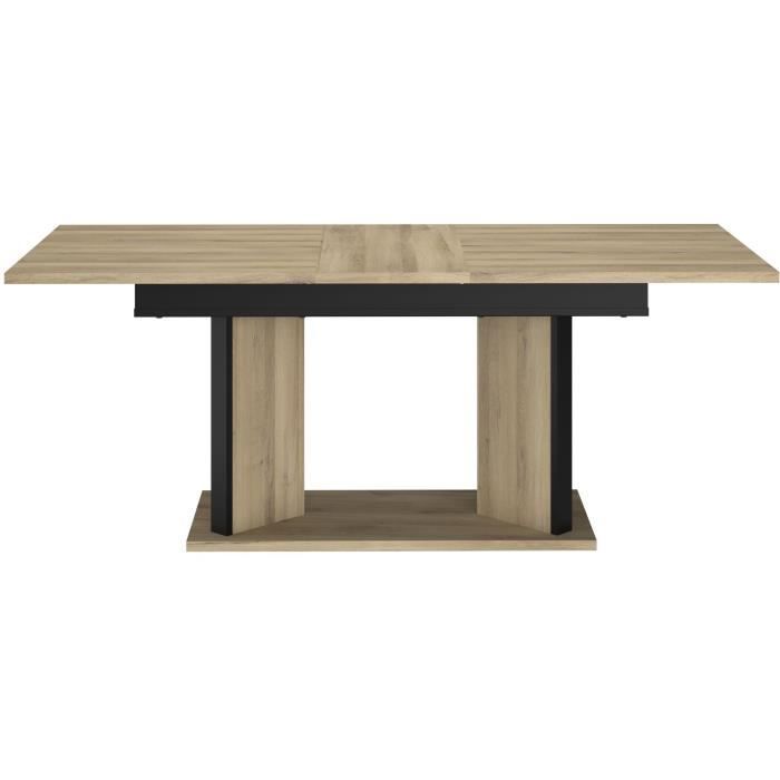 Table a manger avec allonge - OSTARA - Rectangulaire - Chene / Noir - 8 personnes - 160/199,8 x 90 x 78 cm - PARISOT