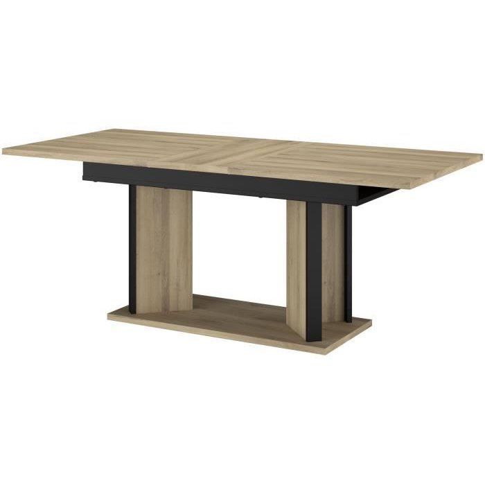 Table a manger avec allonge - OSTARA - Rectangulaire - Chene / Noir - 8 personnes - 160/199,8 x 90 x 78 cm - PARISOT