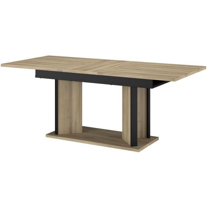 Table a manger avec allonge - OSTARA - Rectangulaire - Chene / Noir - 8 personnes - 160/199,8 x 90 x 78 cm - PARISOT